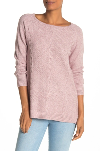 Cyrus Modern High/low Cable Knit Sweater In Orchid Haz