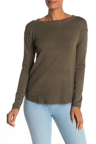 Cyrus High/low Crew Neck Sweater In Burnt Oliv