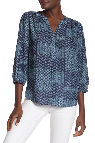 Nydj Pleat Back 3/4 Sleeve Blouse In Camietchpe