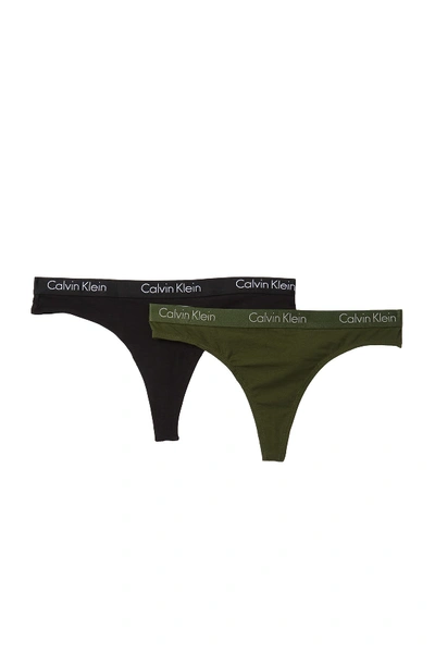 Calvin Klein Solid Thong - Pack Of 2 In Blk Blk/underbr