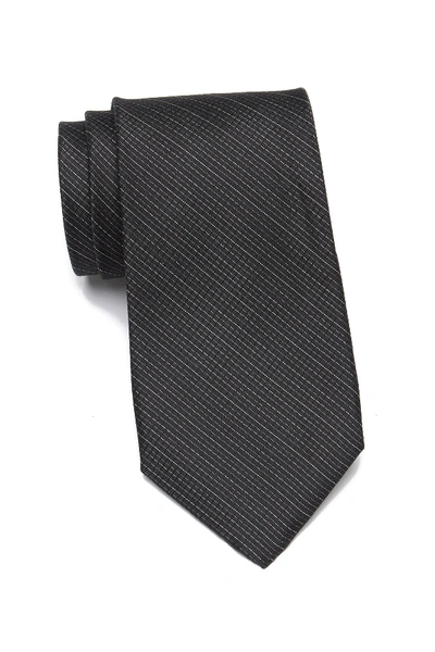 Calvin Klein Fine Line Graph Silk Tie In Black