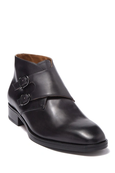 Bruno Magli Alberto Leather Monk Strap Chukka Boot In Dk Grey