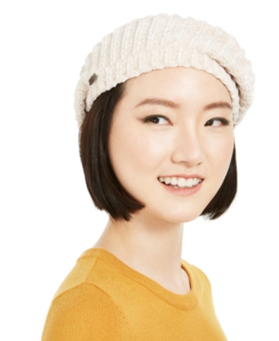 Steve Madden Solid Chenille Beret In Ivory
