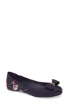 Ted Baker Sually Flat In Navy Hedgerow Satin