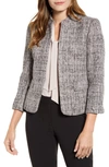 ANNE KLEIN TWEED MANDARIN COLLAR JACKET,10732720