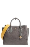 MCM NEO MILLA CROC EMBOSSED CALFSKIN LEATHER TOTE,MWT9AMA78