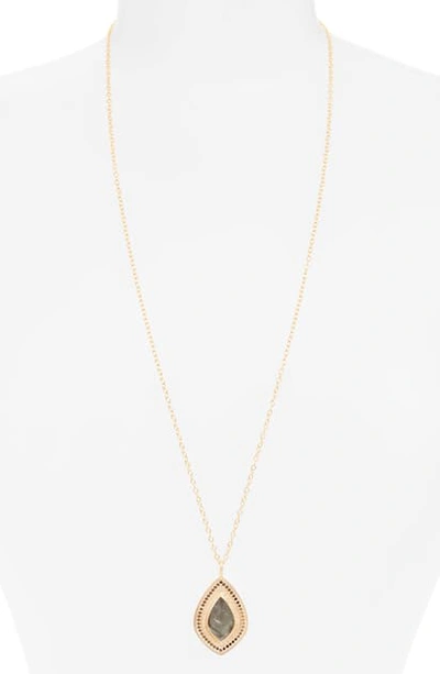 Anna Beck Quartz Kite Pendant Long Necklace (nordstrom Exclusive) In Gold/ Grey Quartz