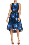 HALSTON HERITAGE FLORAL FIL COUPE FIT & FLARE DRESS,XFG152997C