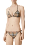 Burberry Beige Vintage Check Triangle Bikini In Archive Beige Ip Chk