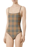 Burberry Vintage Check Swimsuit In Archive Beige Ip Chk