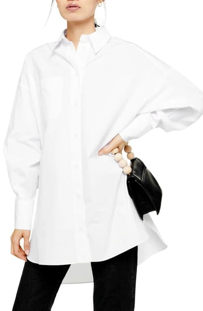 Topshop Oversize Poplin Shirt In White