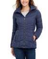 Bernardo Quilted Packable Puffer Coat In Mood Indigo