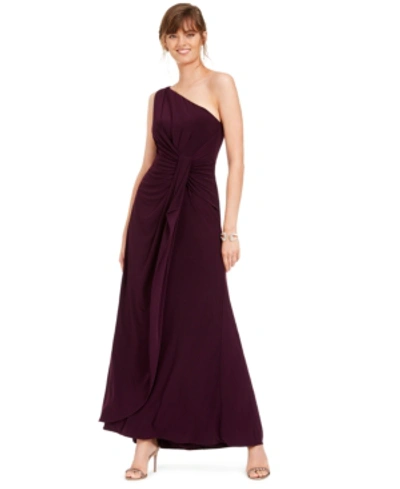 Adrianna Papell One-shoulder Gown In Cassis