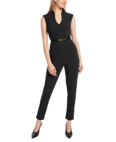 Almost Famous Juniors' Belted Jumpsuit In Black