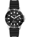 FOSSIL MEN'S BLUE DIVER BLACK SILICONE STRAP WATCH 42MM