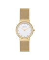 BERING WOMEN'S CRYSTAL GOLD-TONE STAINLESS STEEL MESH BRACELET WATCH 26MM