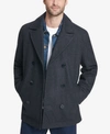 TOMMY HILFIGER MEN'S WOOL BLEND PEACOAT WITH SCARF