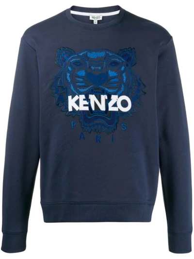 Kenzo Tiger Logo Sweatshirt In Blue