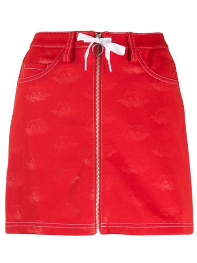 Adidas Originals Fiorucci Cotton Blend Mini Skirt In Red