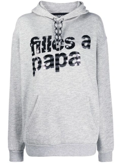 Filles À Papa Logo Print Hoodie In Grey