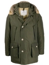 Woolrich Hooded Padded Jacket In Green