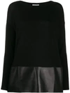 SNOBBY SHEEP FAUX-LEATHER HEM JUMPER