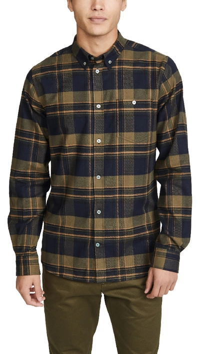 Norse Projects Anton Brushed Flannel Shirt In Ivy Green
