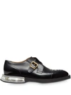 FENDI KARLIGRAPHY MOTIF EMBROIDERED MONK SHOES