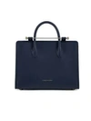 Strathberry Midi Leather Tote In Navy