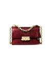 Michael Kors Extra-small Cece Snakeskin-embossed Leather Shoulder Bag In Brandy