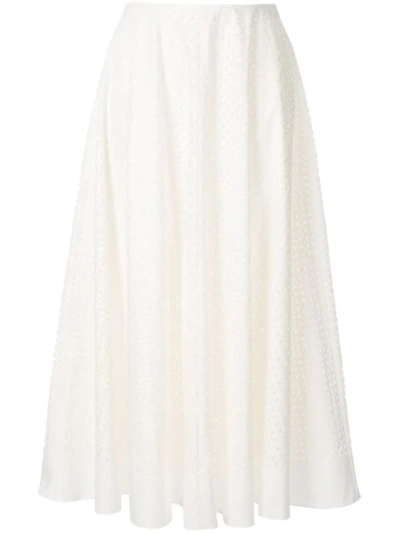 The Row Mara Laser-cut Cotton-blend Midi Skirt In White