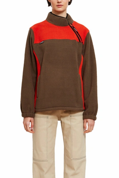 Stussy Opening Ceremony Drift Diagonal Zip Pullover In Tomato