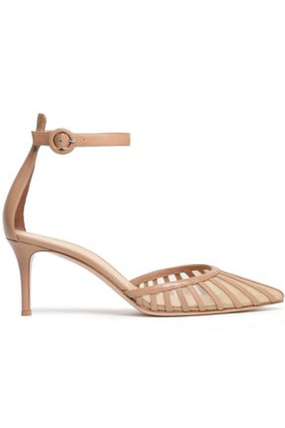 Gianvito Rossi Woman Leather And Mesh Pumps Blush