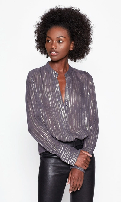 Equipment Jecinthe Silk &amp; Metallic Shirt In Blackened Pearl