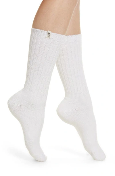 Ugg Rib Knit Slouchy Crew Socks In White