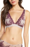 Wacoal 'embrace Lace' Deep-v Bralette In Sphinx/ Pickled Beet