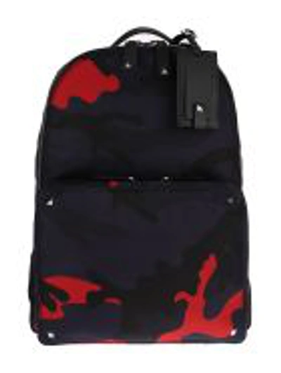 Valentino Garavani Camouflage Backpack In Camouflage Red Blue