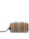 BURBERRY BEIGE COTTON POUCH WITH CHECK PRINT
