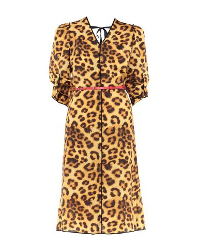 Marc Jacobs V-neck 3/4-sleeves Belted Leopard-print Dress W/ Contrast Back In Leopard Print