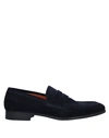 Santoni Imam Suede Penny Loafers In Blue