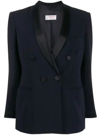 Alberto Biani Fitted Double-breasted Blazer In Blue