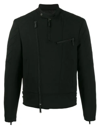 Dsquared2 Off-centre Zipped Biker Jacket In Black