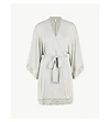 Eberjey Colette Lace-trim Jersey Robe In Thyme