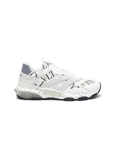 Valentino Garavani 'bounce' Speckle Outsole Vltn Print Patchwork Sneakers In White
