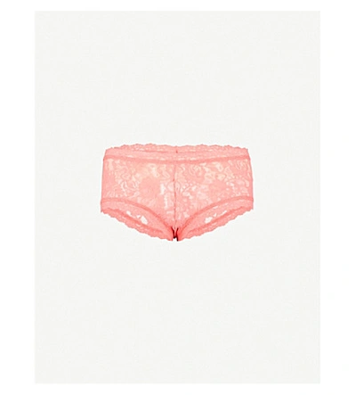 Hanky Panky Signature Stretch-lace Boyshort Briefs In Peachy Keen