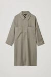 Cos Zip-up Shirt Dress In Grey