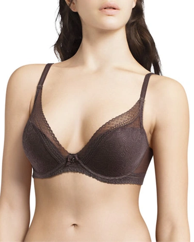 Chantelle Festivite Lace Plunge Contour Bra In Taupe