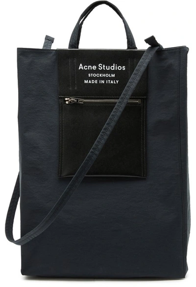 Acne Studios Leather-trimmed Nylon Tote Bag In Black-black