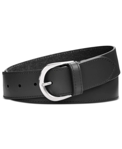Calvin Klein Smooth Leather Belt In Black