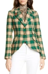 Smythe Plaid Wool Hunting Jacket In Kelly Green Buffalo Check